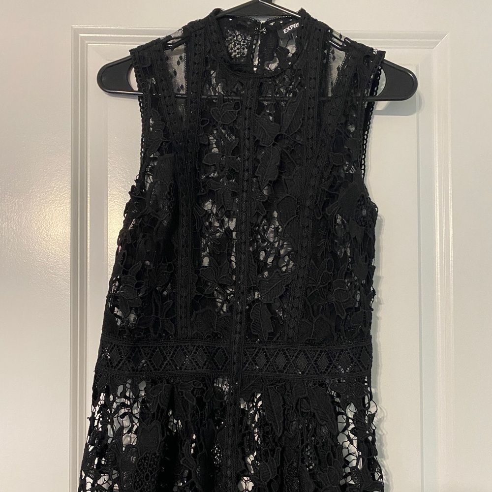 Black lace top, blouse, sheer